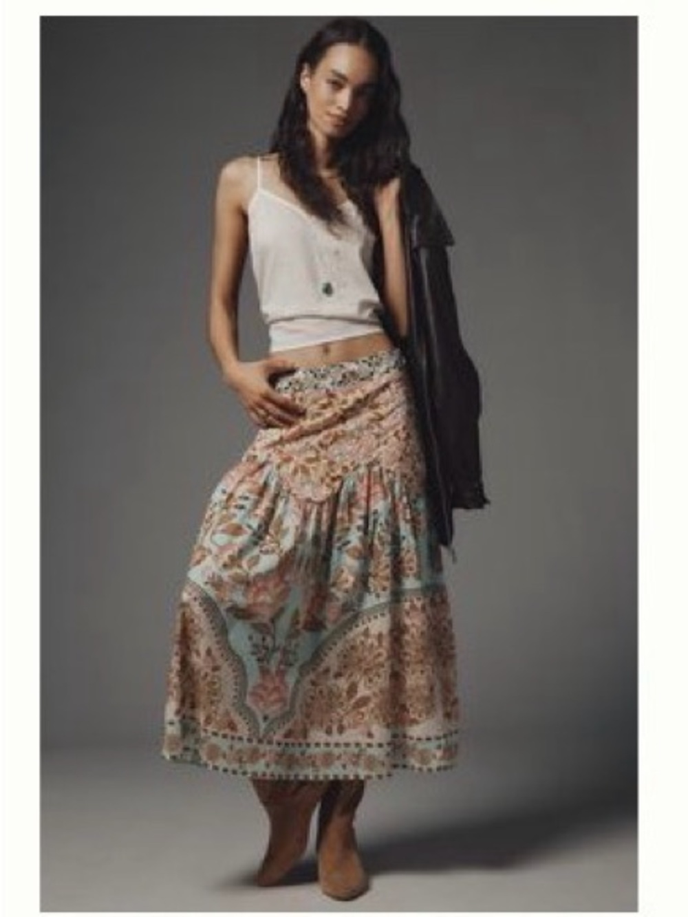Farm Rio Drop Waist Midi Skirt NWT